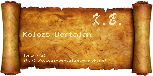 Kolozs Bertalan névjegykártya
