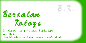 bertalan kolozs business card